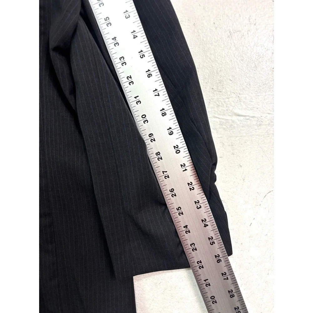 vtg Chaps Ralph Lauren 48L 40x30 Charcoal Pinstripe 2pc Pant Suit Pleated Cuffed